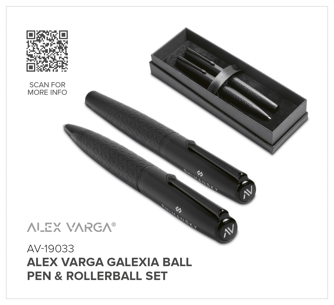 AV-19033 - Alex Varga Galexia Ball Pen & Rollerball Set - Catalogue Image